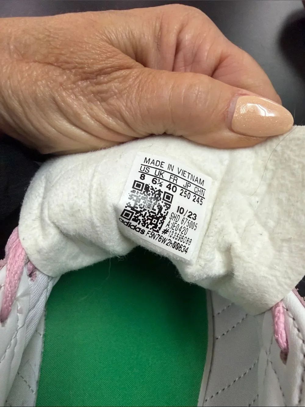 adidas Pink Suede Sneakers with Green Stripes and Gum Platform - Picture 2 of 10